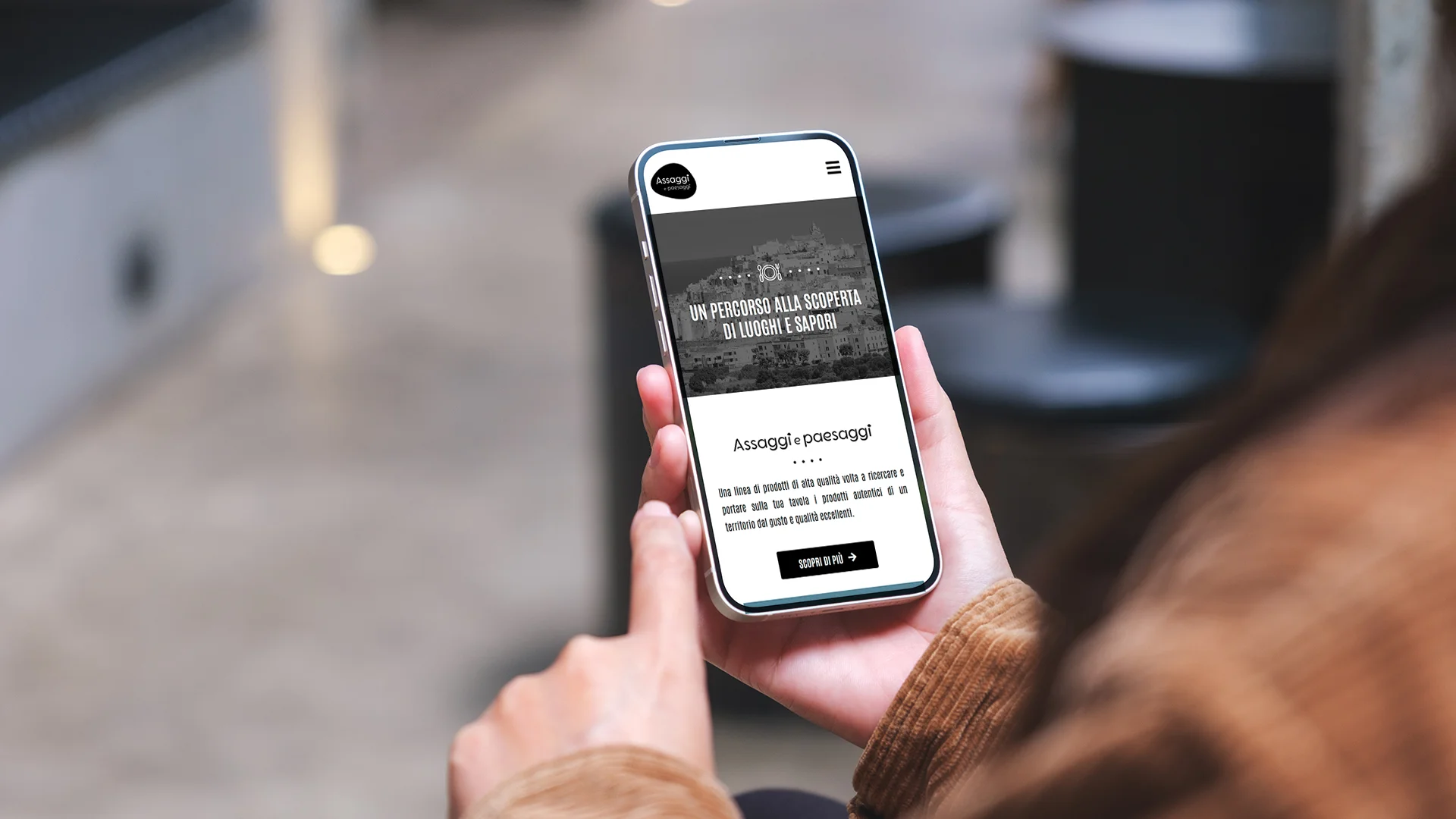 Visualizzazione mobile del sito per prodotti tipici italiani