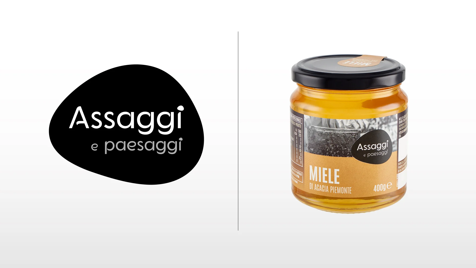 Packaging per miele millefiori linea Assaggi e Paesaggi