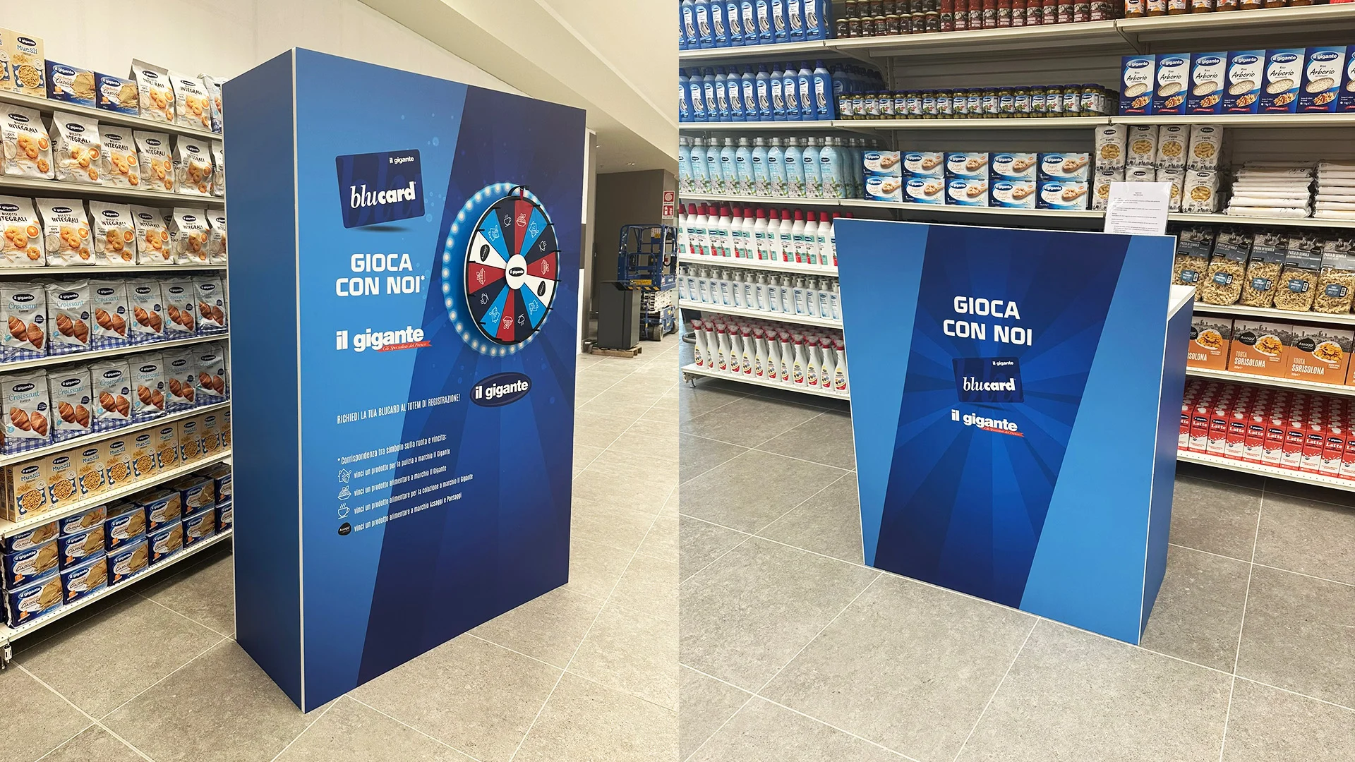 Allestimento promozionale con Ruota della Fortuna per inaugurazione Il Gigante